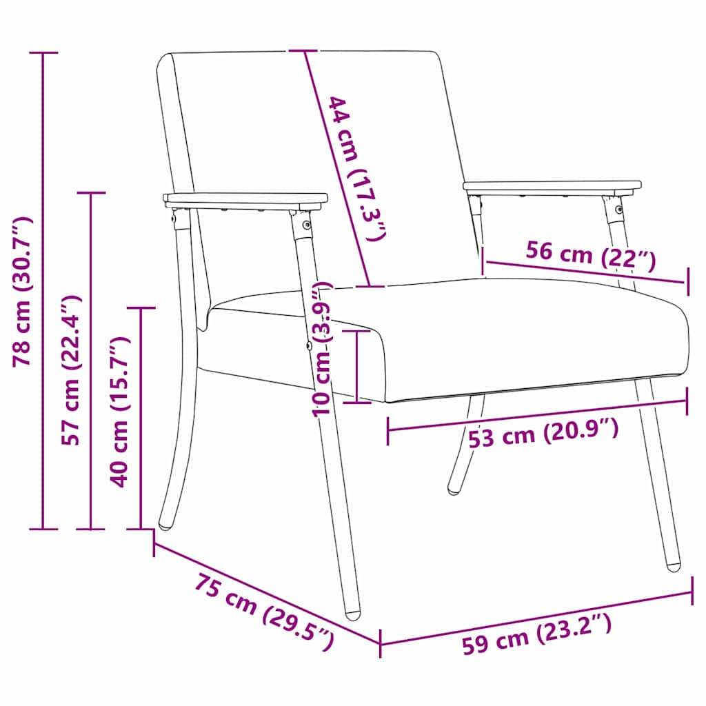 vidaXL Πολυθρόνα Μαύρο 59 x 75 x 78 εκ ύφασμα