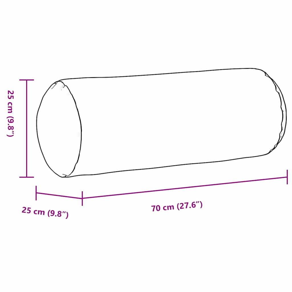 vidaXL Μαξιλάρια Στήριγμα 2 pcs Καφέ Ø 25 x 70 cm Υφασμάτινο Κορντουρά