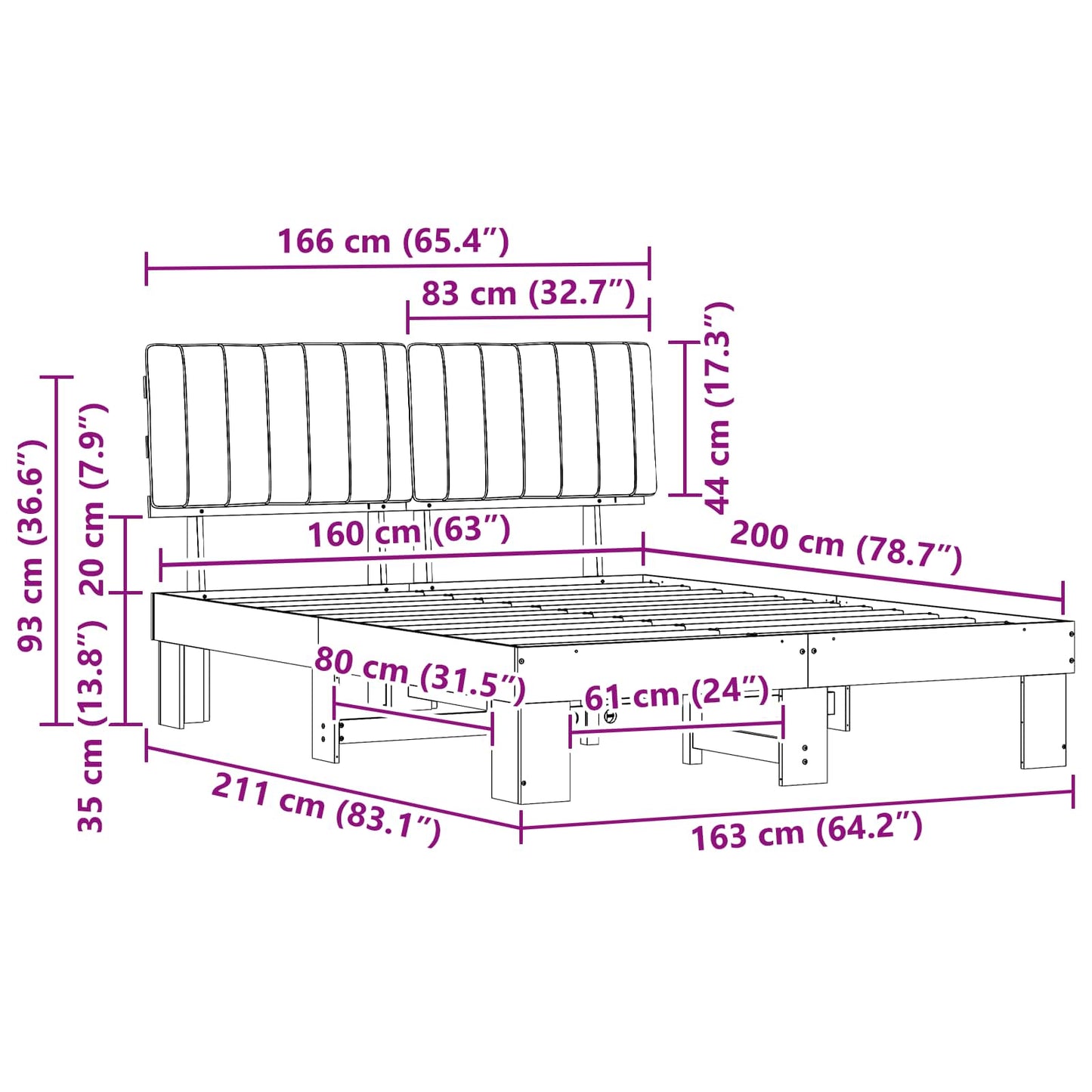 vidaXL Σκελετός Κρεβατιού με Επενδεδυμένο Κεφαλάρι Taupe 160 x 200 cm