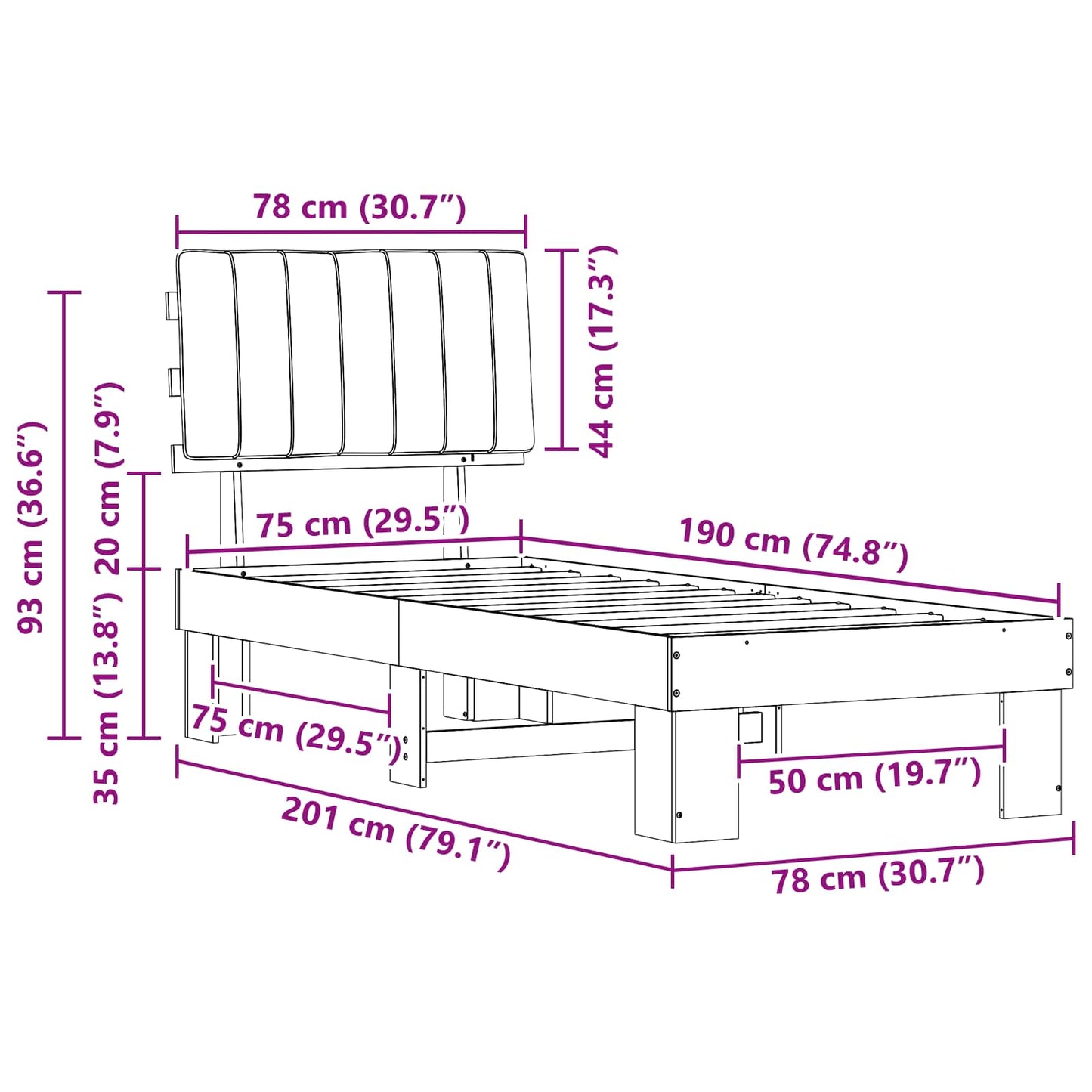 vidaXL Σκελετός Κρεβατιού με Επενδεδυμένο Κεφαλάρι Ανοιχτό γκρι