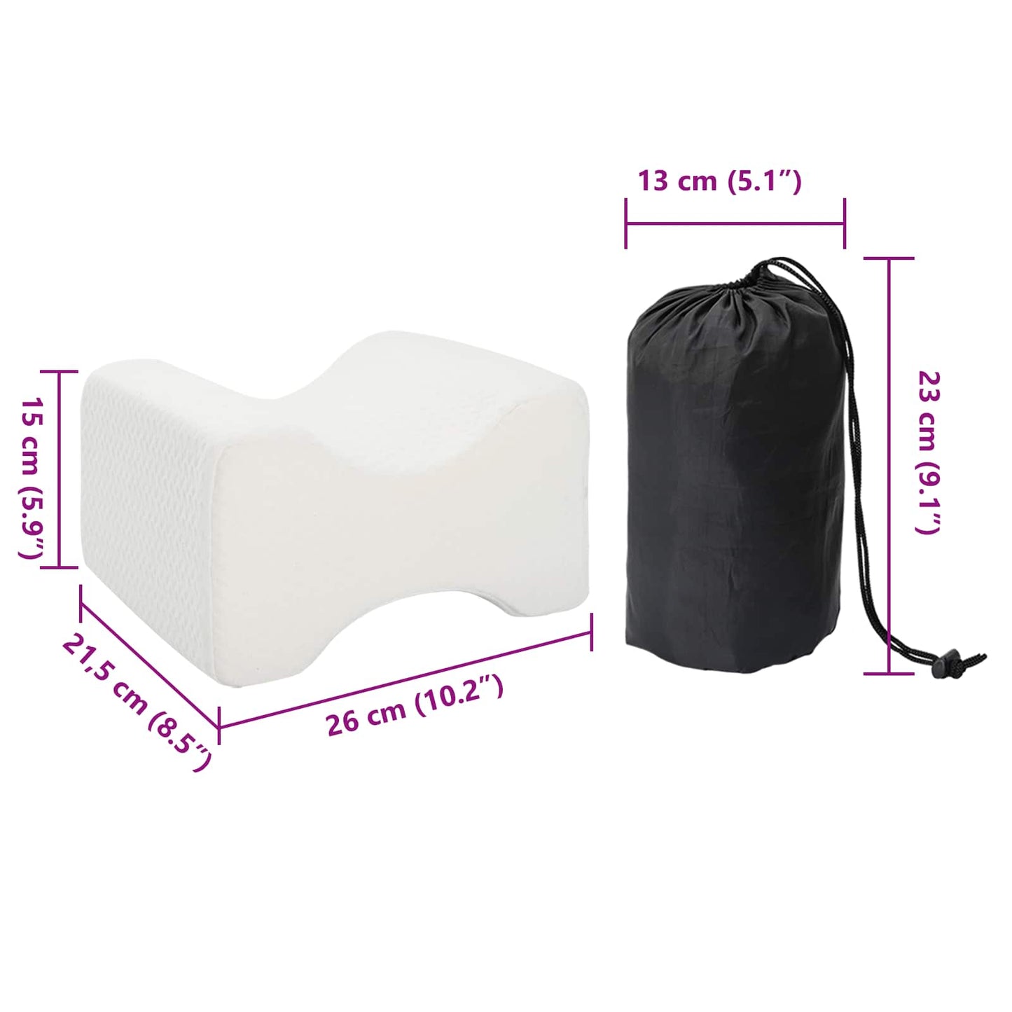 vidaXL Knee Pillow Λευκός Αφρός μνήμης και Πολυεστέρας