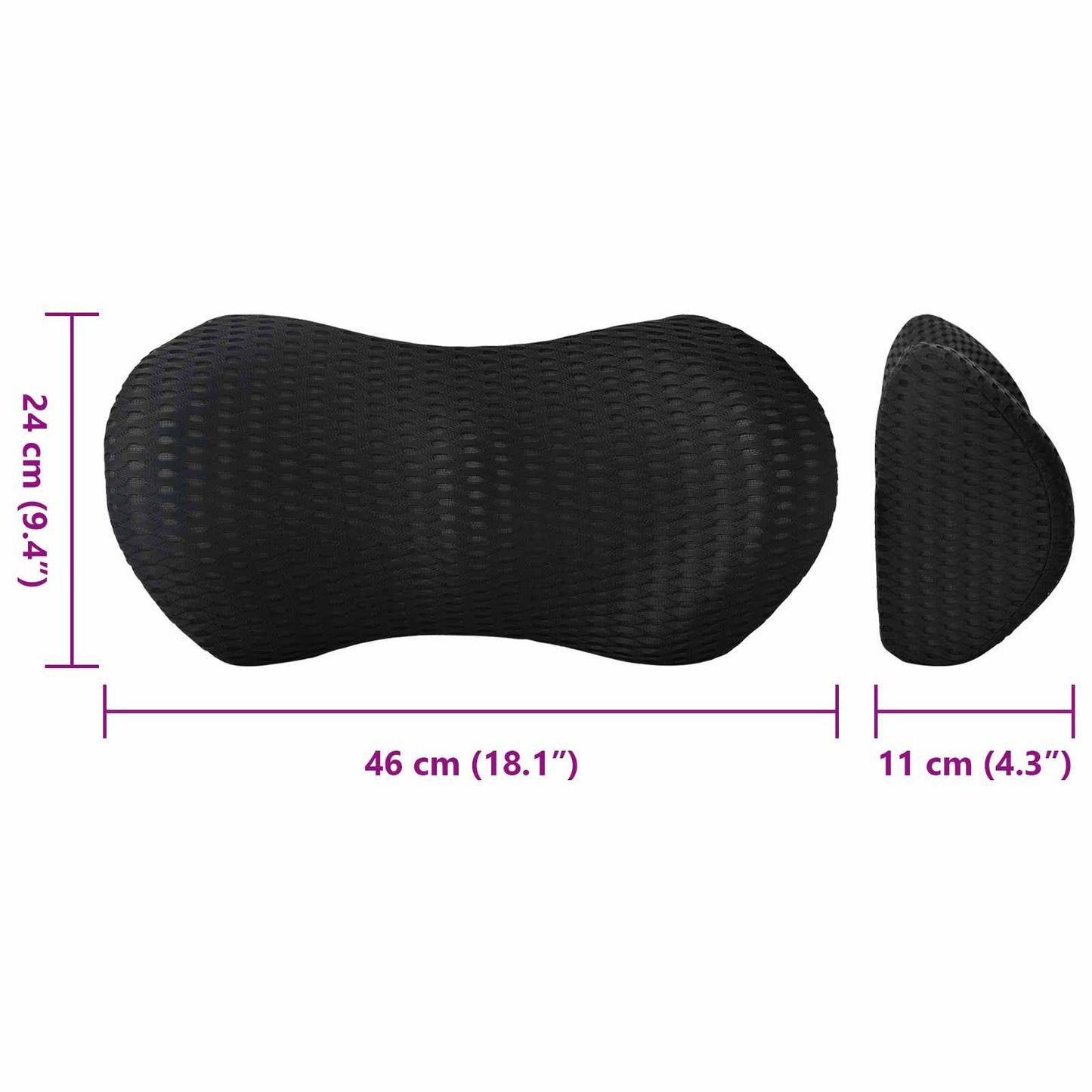 vidaXL Μαξιλάρι πλάτης Μαύρο Αφρός Μνήμης 46 x 24 x 11 εκ