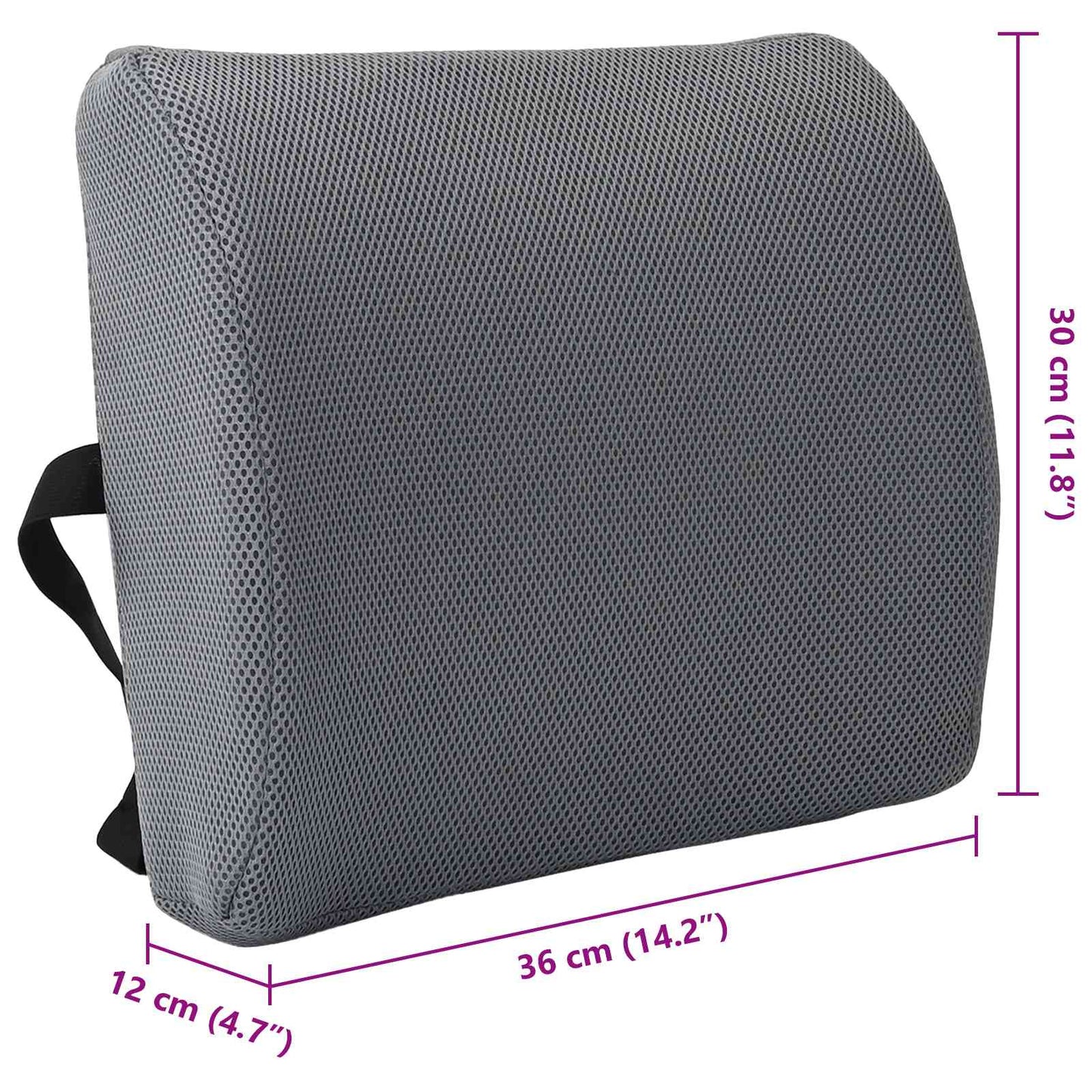 vidaXL Μαξιλάρι πλάτης Γκρι Αφρός Μνήμης 36 x 30 x 12 εκ.