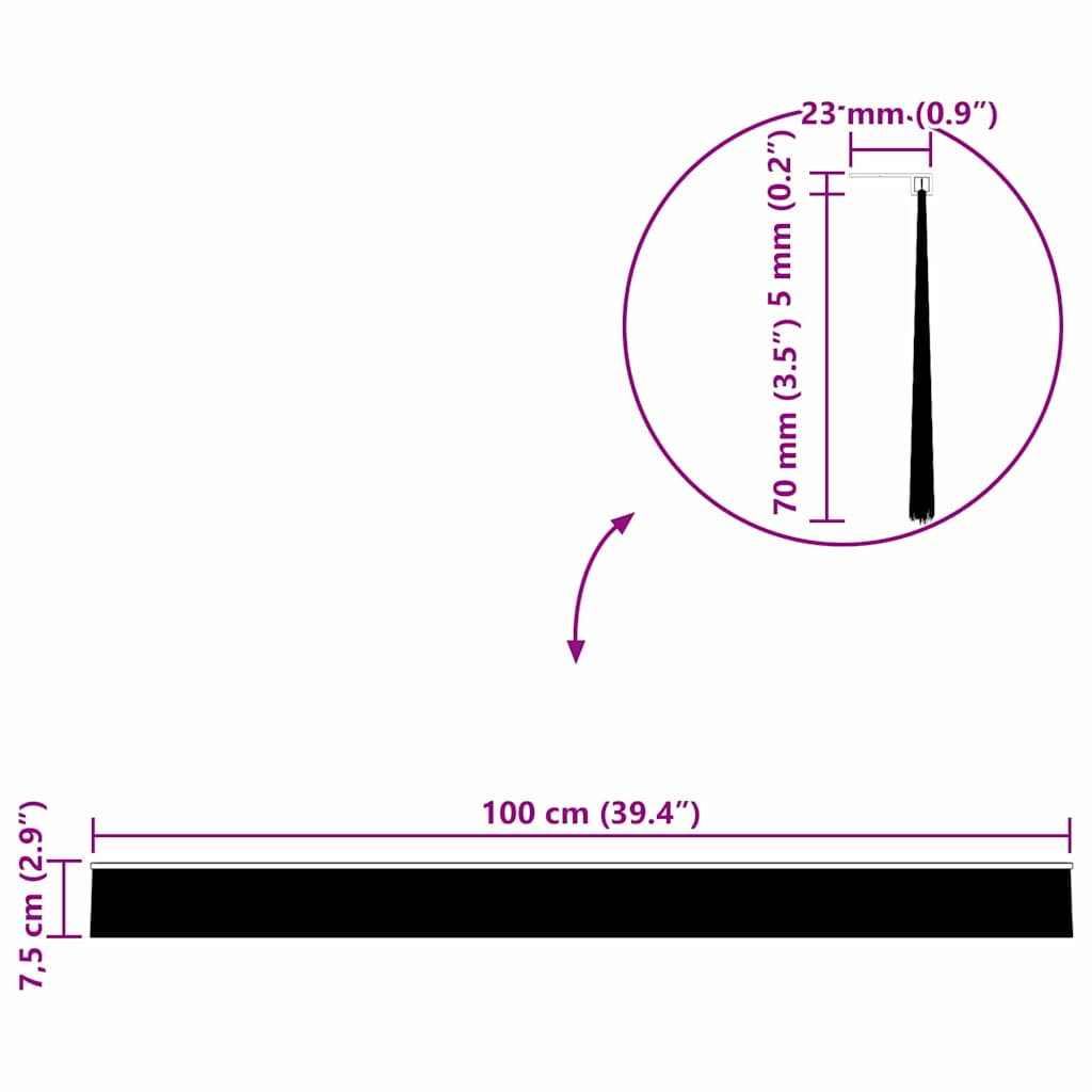vidaXL Αυτοκόλλητες σφραγίδες πόρτας 6 pcs Μαύρο 100 cm