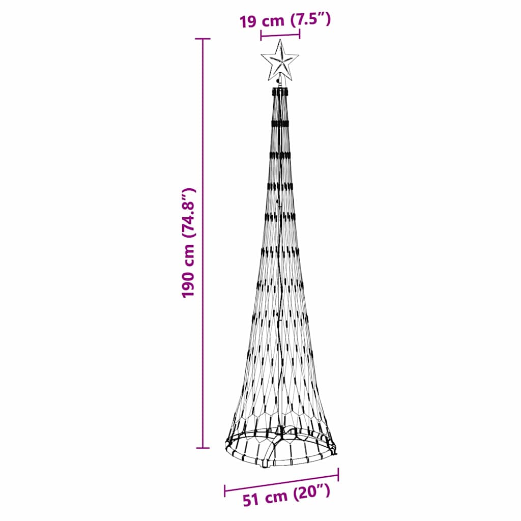 vidaXL LED Χριστουγεννιάτικο Δέντρο Θερμό λευκό 51 x 51 x 190 εκ