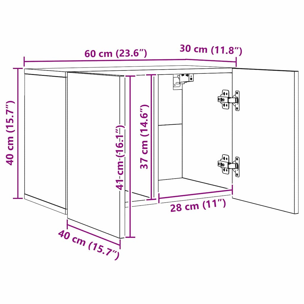 vidaXL Μονάδα Τοίχου Τηλεόρασης 5 pcs Μαύρη δρυς Επεξεργασμένο ξύλο