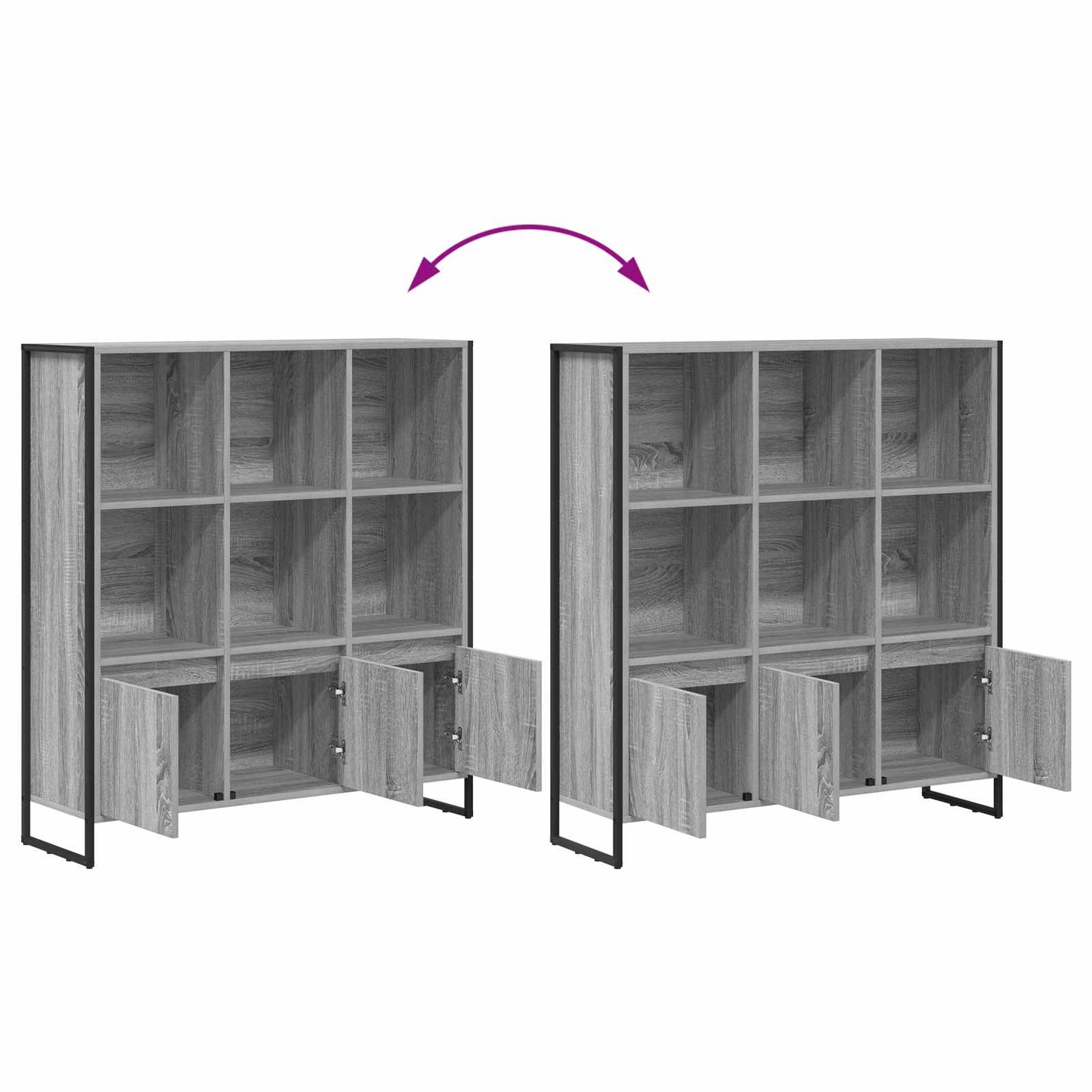 vidaXL Βιβλιοθήκη 2 pcs Γκρίζο Σονομα 99,5 x 30 x 108 εκ.