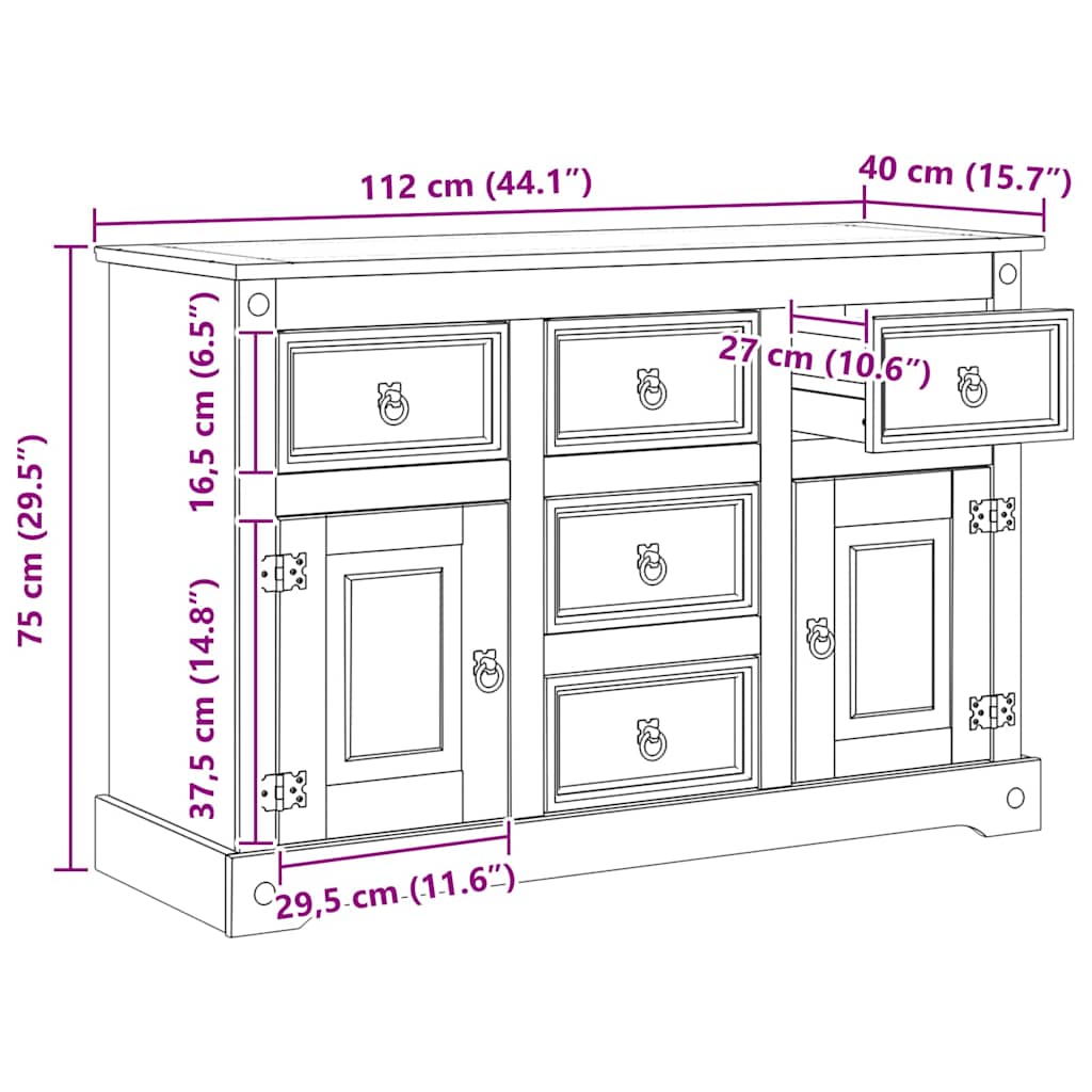 vidaXL Αποθηκευτικές Κάσες με συρτάρι με πόρτα Λευκό 112 x 40 x 75 εκ.