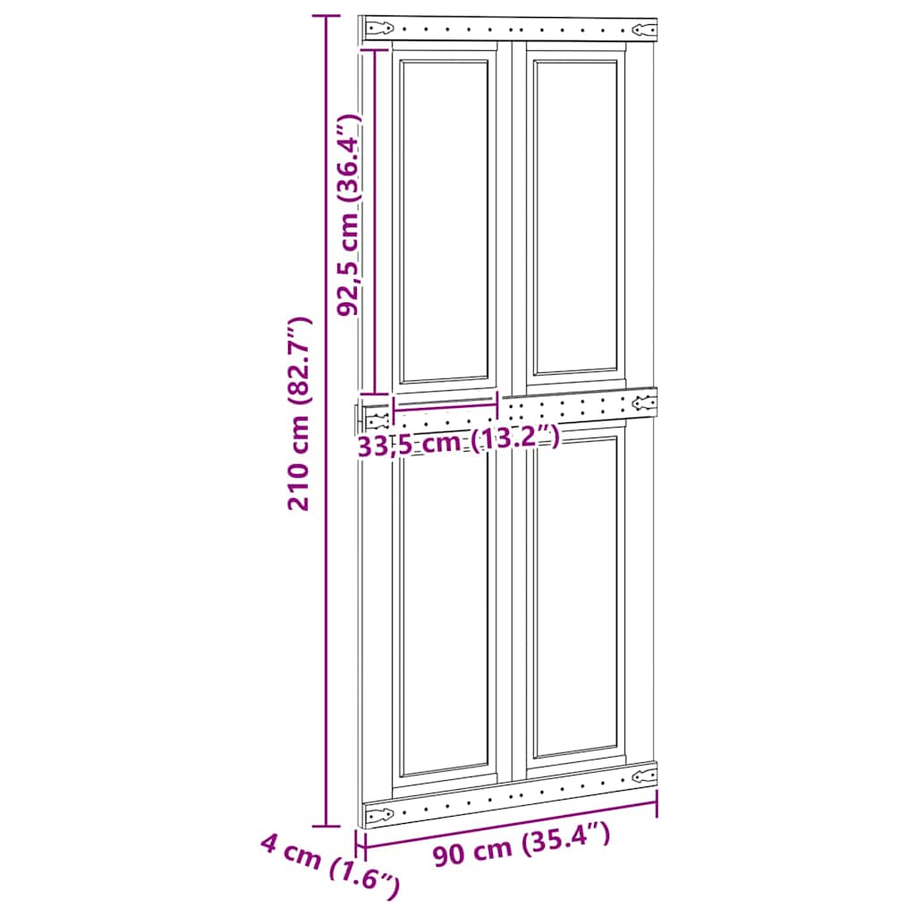 vidaXL Πόρτα αχυρώνα Corona 90 x 210 cm Μασίφ Ξύλο Πεύκου