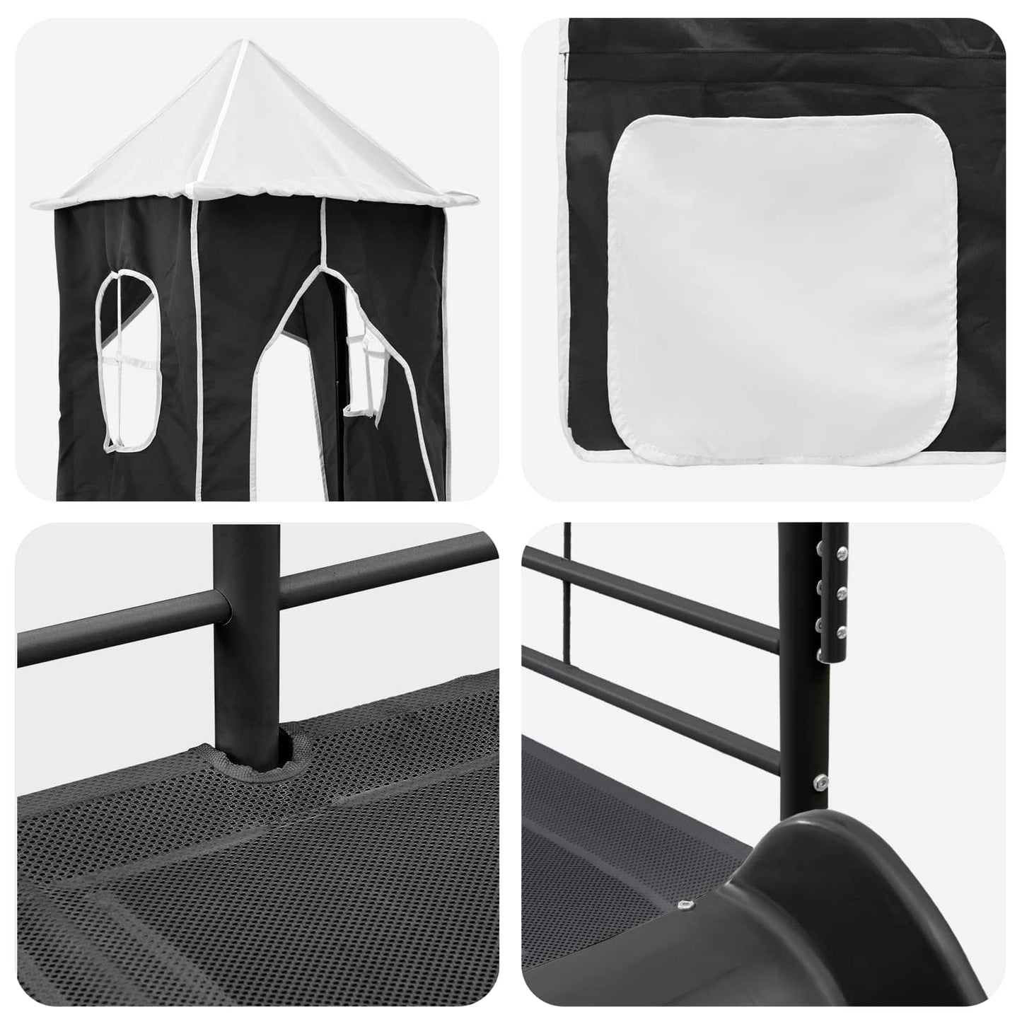 vidaXL Κρεβάτι κουκέτας για παιδιά Μαύρο 74,5 x 190 εκ. Μέταλλο