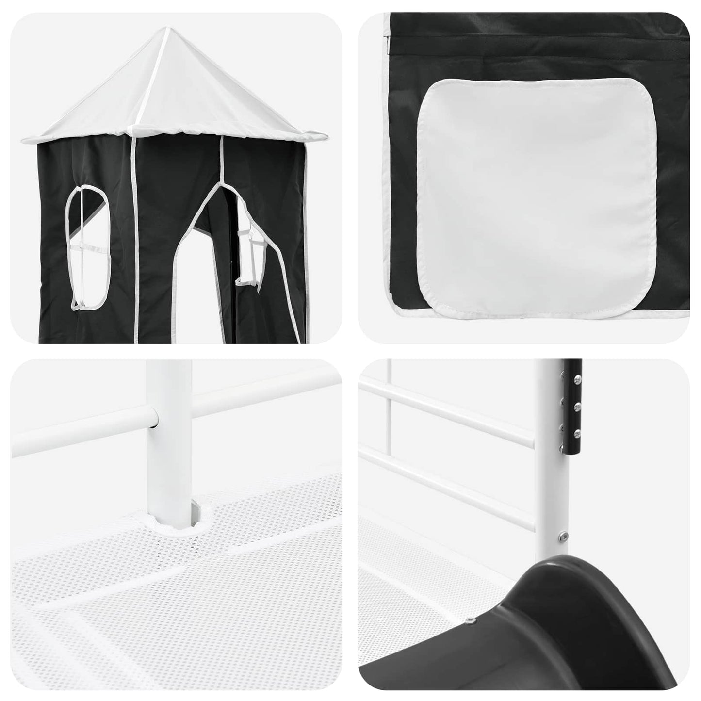vidaXL Κρεβάτι κουκέτας για παιδιά Λευκό και Μαύρο 74,5 x 190 εκ.