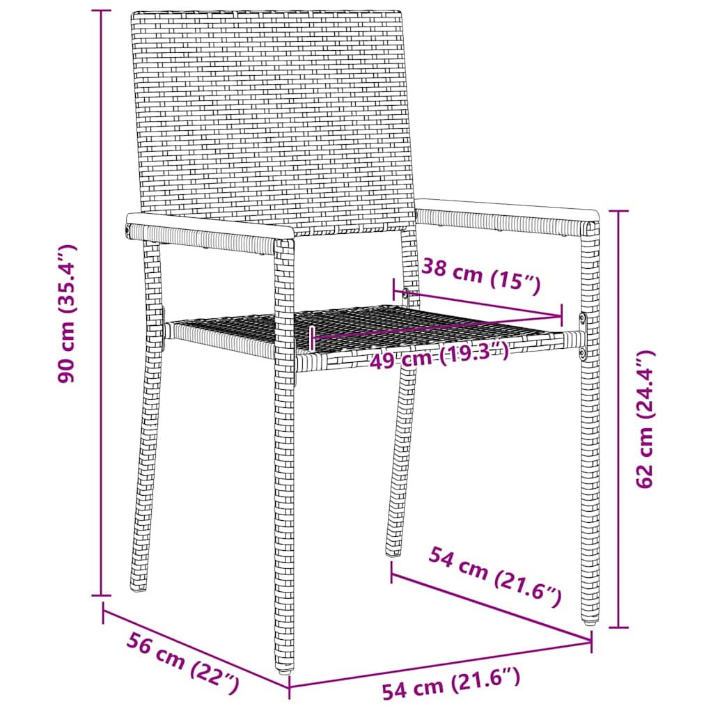 vidaXL Καρέκλες κήπου που σωριάζονται 4 pcs Γκρι και Καφέ