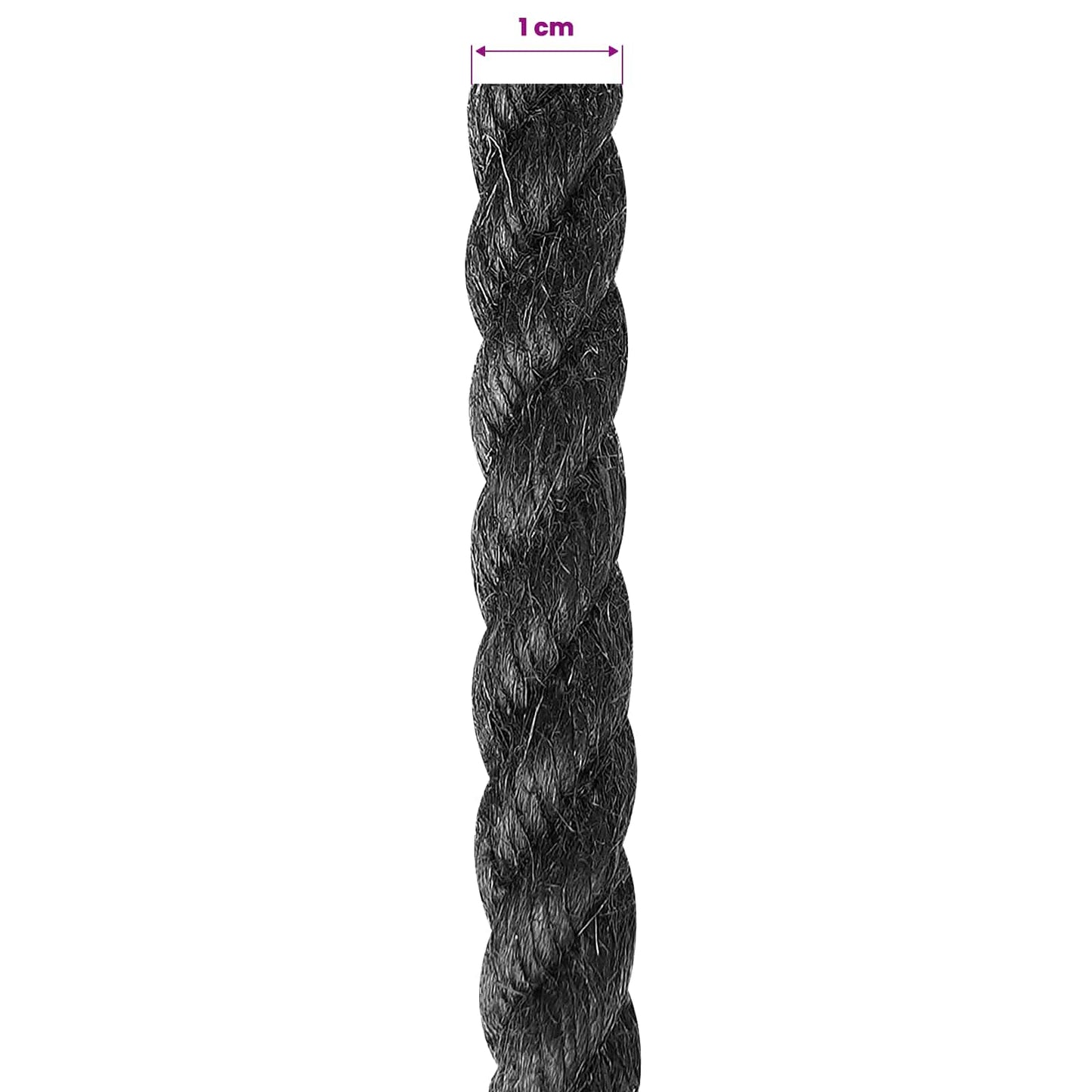 vidaXL Σχοινί Από Τζute 10 mm Μαύρο 100% Τζούτα Tossa