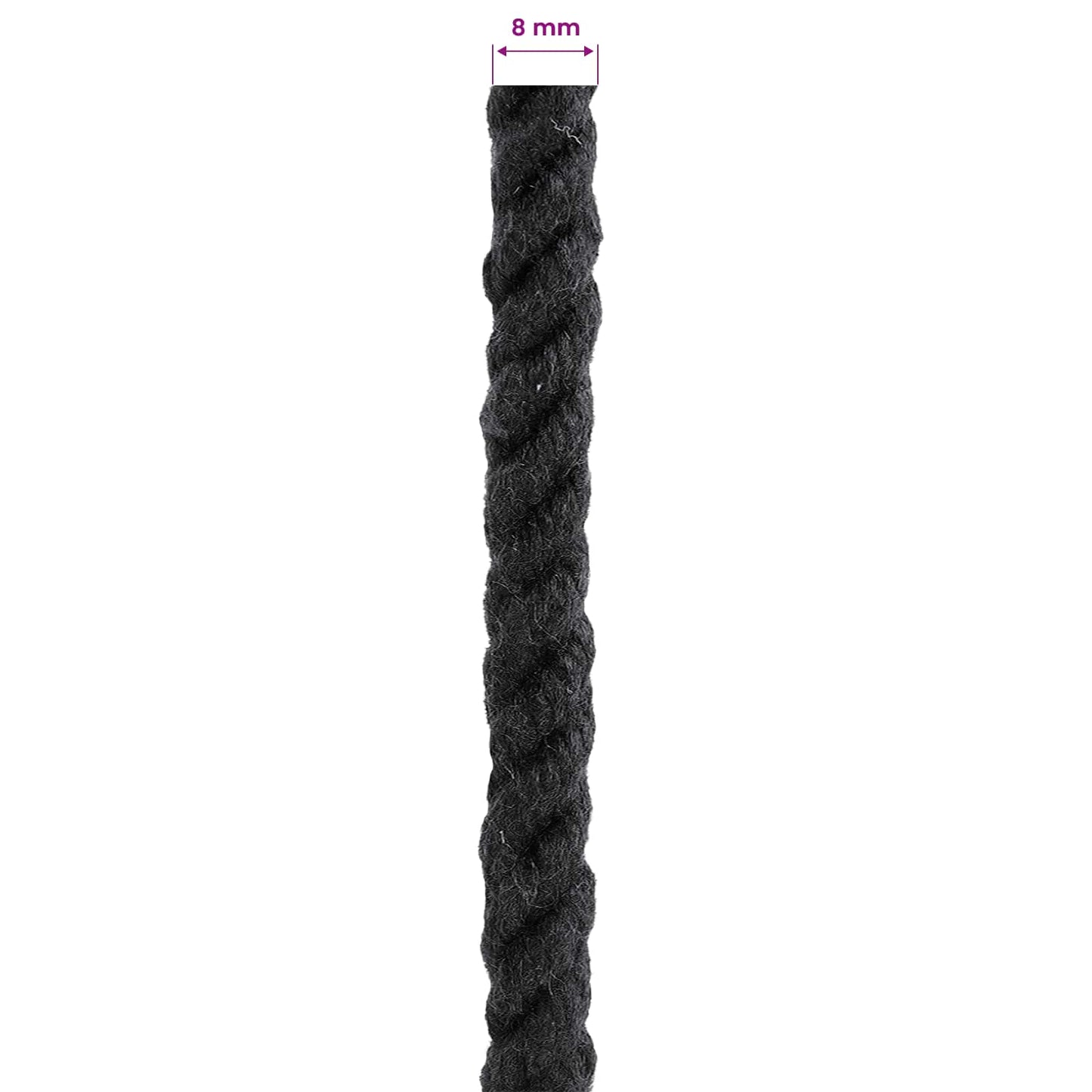 vidaXL Κωτόσχοινo 8 mm 50 m Μαύρο 100% Βαμβάκι