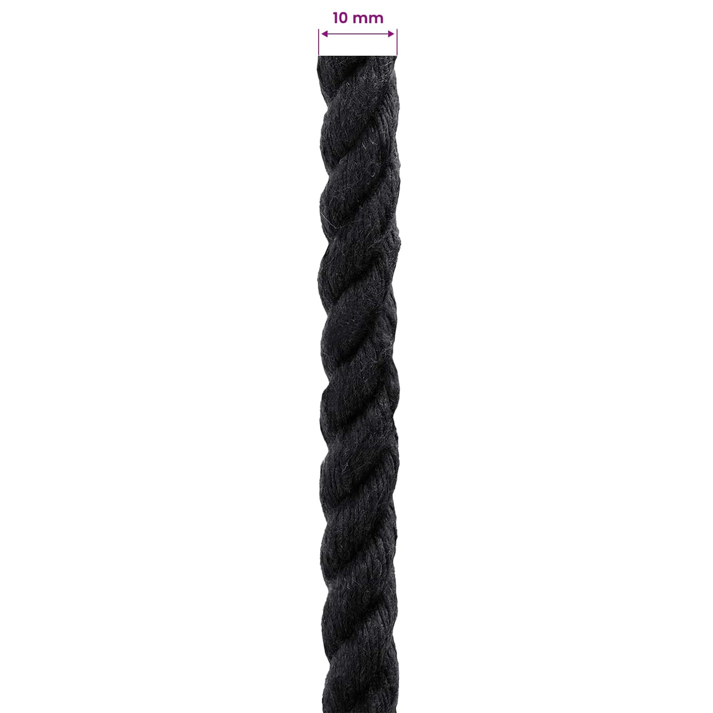vidaXL Κωτόσχοινo 10 mm 250 m Μαύρο 100% Βαμβάκι