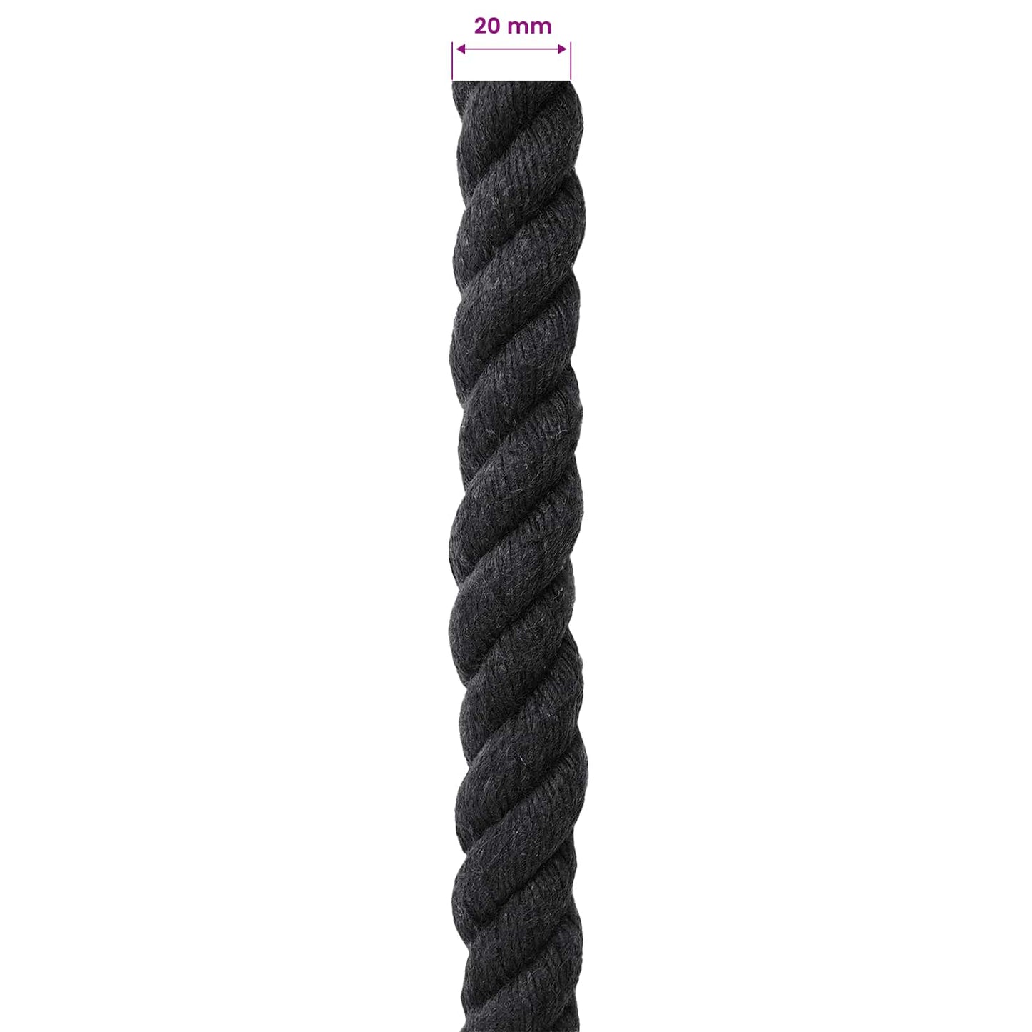 vidaXL Κωτόσχοινo 20 mm 100 m Μαύρο 100% Βαμβάκι