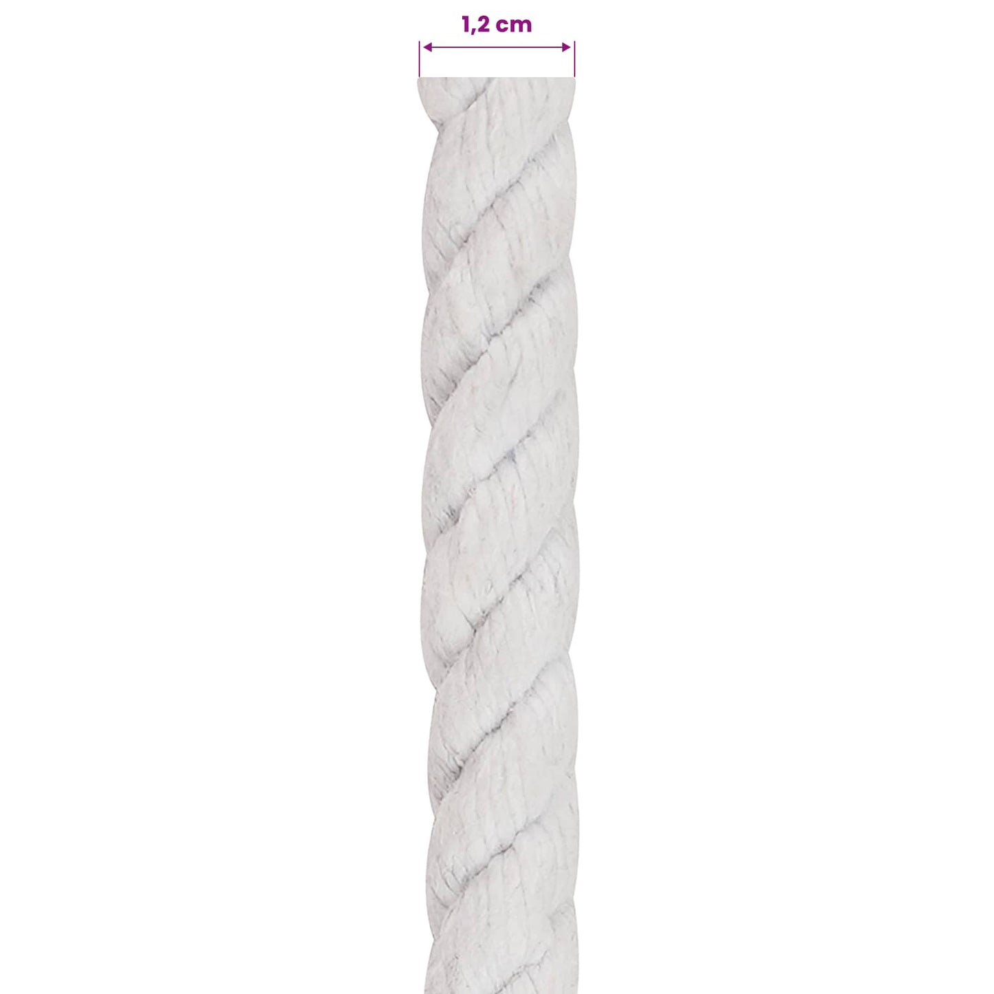 vidaXL Σχοινί Λευκό 1,2 x 1,2 x 10000 εκ Βαμβάκι