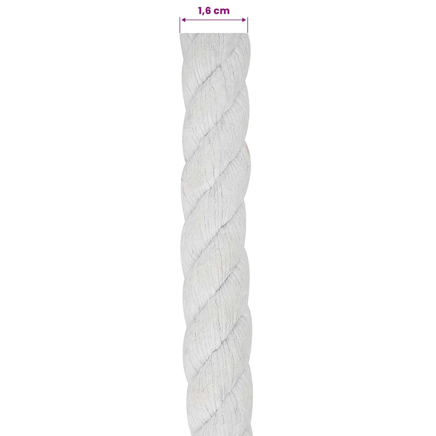 vidaXL Σχοινί Λευκό 1,6 x 1,6 x 5000 εκ Βαμβάκι