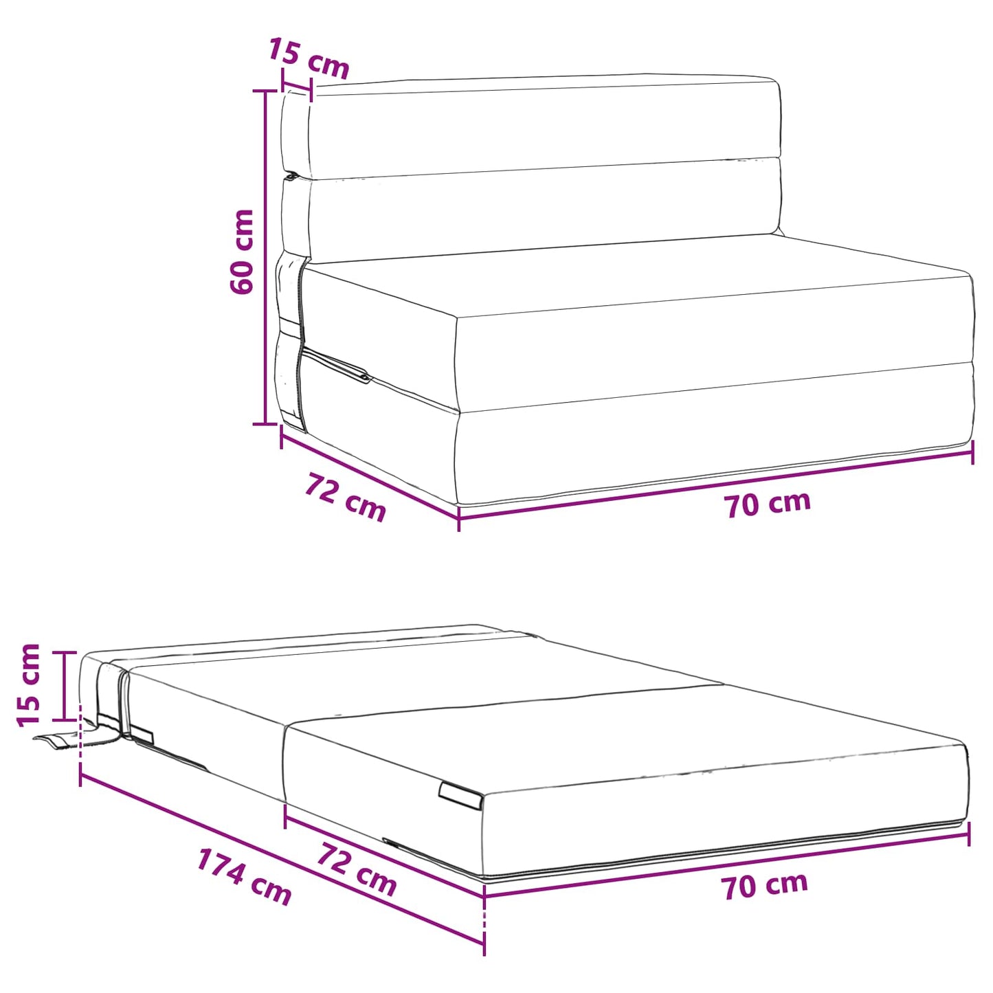 vidaXL Κρεβάτι Καναπέ Αναδιπλούμενο Taupe 70 x 72 x 60 cm Ύφασμα