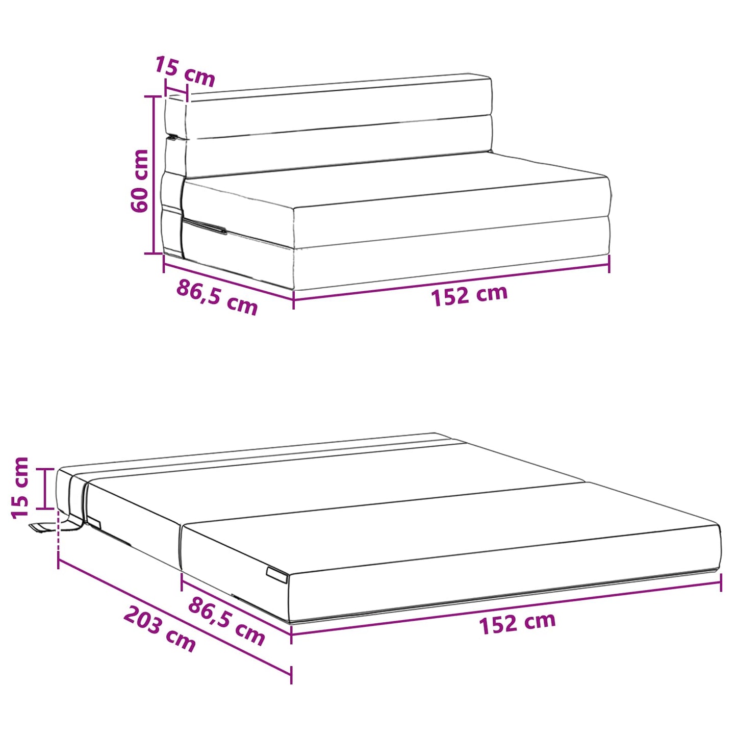vidaXL Κρεβάτι Καναπέ Αναδιπλούμενο Taupe 152 x 86,5 x 60 cm Ύφασμα