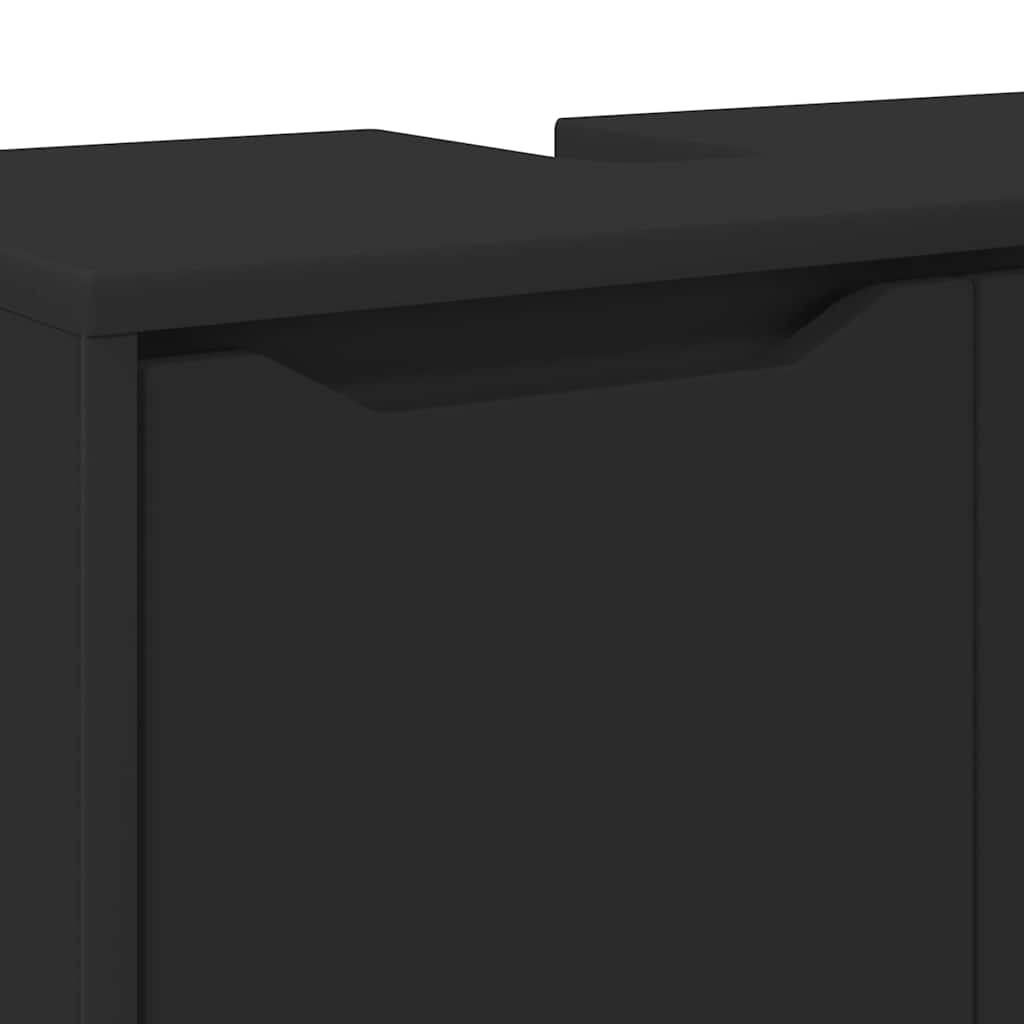 vidaXL Ντουλάπα νιπτήρα μπάνιου με ράφι με πόρτα Μαύρο 60 x 30 x 60 cm