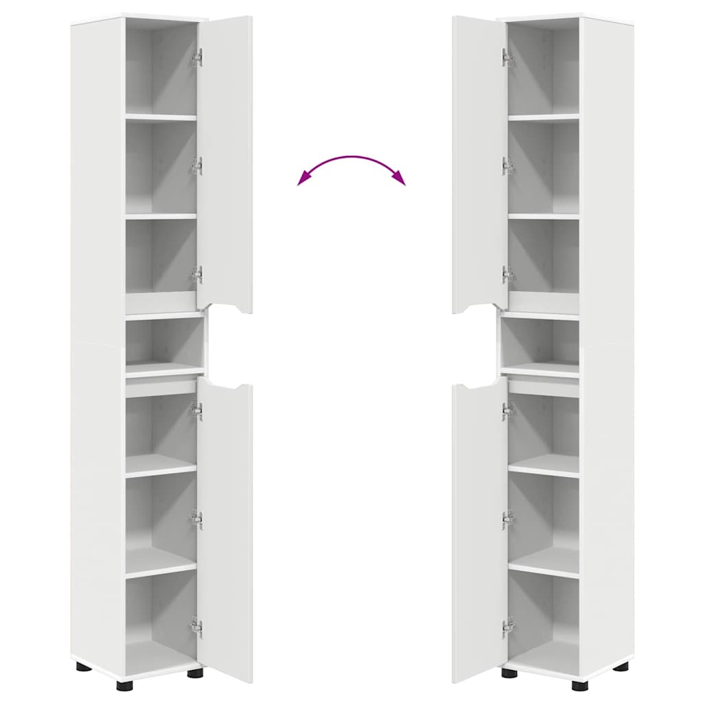 vidaXL Ντουλάπι Μπάνιου Λευκό 30,5 x 30 x 195 εκ Επεξεργασμένο ξύλο