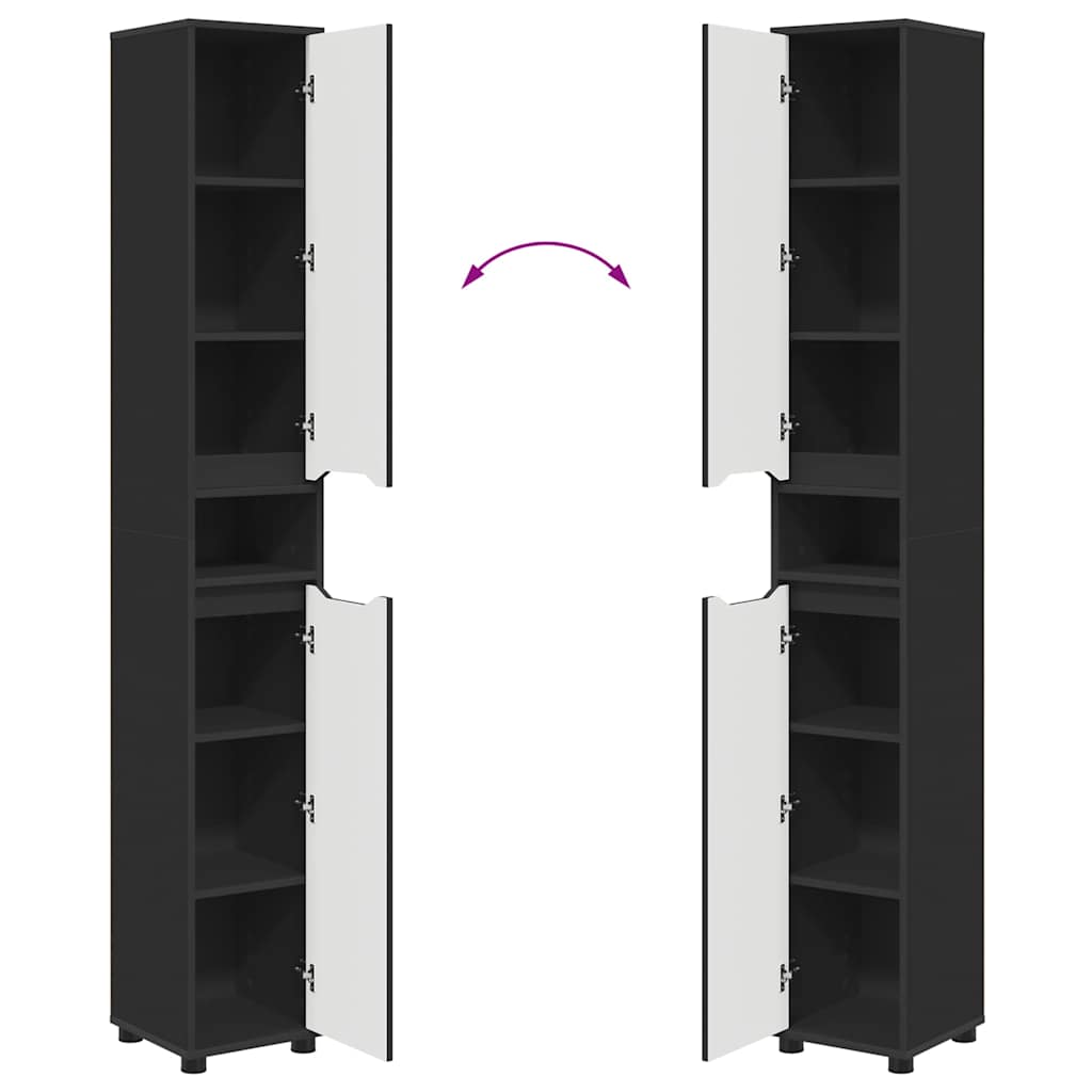 vidaXL Ντουλάπι Μπάνιου Μαύρο 30,5 x 30 x 195 εκ Επεξεργασμένο ξύλο