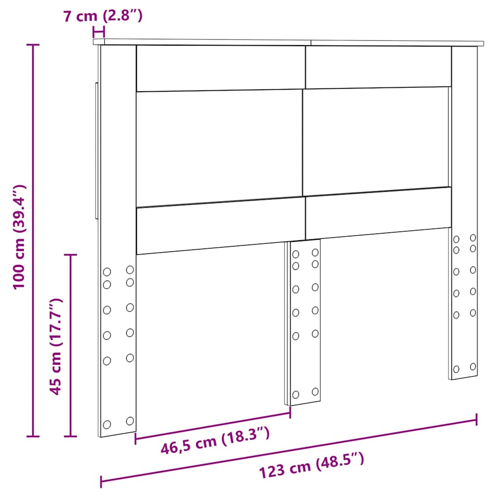 vidaXL Κεφαλάρι με κεφαλάρι Μαύρη Οξυά 120 cm Επεξεργασμένο ξύλο