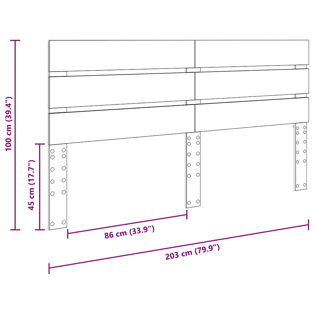 vidaXL Κεφαλάρι με κεφαλάρι Δρύς Sonoma 200 cm Επεξεργασμένο ξύλο