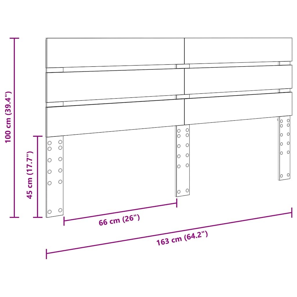 vidaXL Κεφαλάρι με κεφαλάρι Μαύρη Οξυά 160 cm Επεξεργασμένο ξύλο