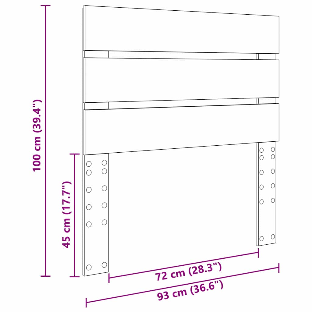 vidaXL Κεφαλάρι με κεφαλάρι Λευκό 90 cm Επεξεργασμένο ξύλο