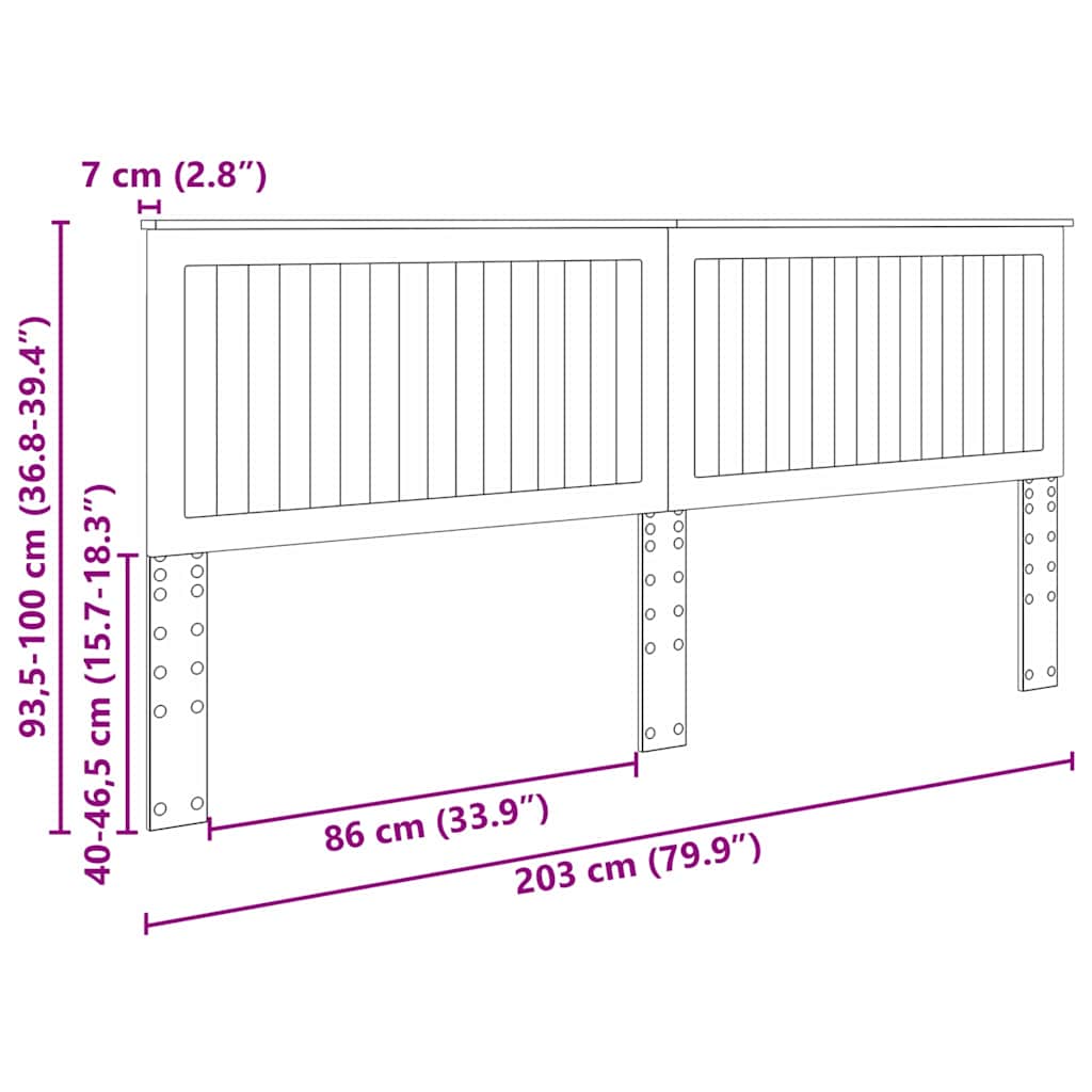 vidaXL Κεφαλάρι με κεφαλάρι Μαύρη Οξυά 200 cm Επεξεργασμένο ξύλο