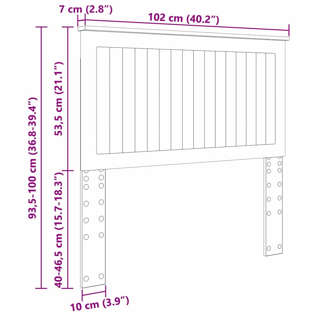 vidaXL Κεφαλάρι με κεφαλάρι Artisan Oak 100 cm Επεξεργασμένο ξύλο