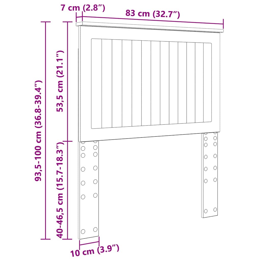 vidaXL Κεφαλάρι με κεφαλάρι Artisan Oak 80 cm Επεξεργασμένο ξύλο