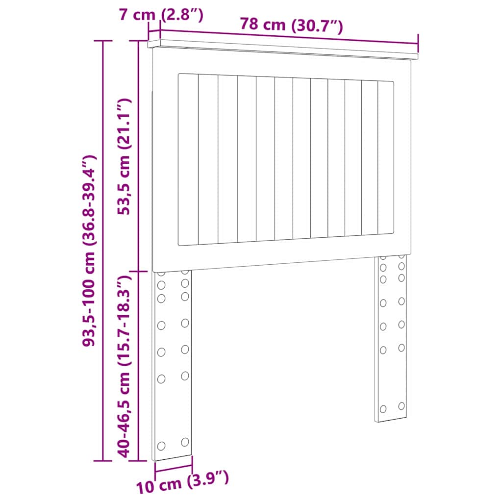vidaXL Κεφαλάρι με κεφαλάρι Δρύς Sonoma 75 cm Επεξεργασμένο ξύλο