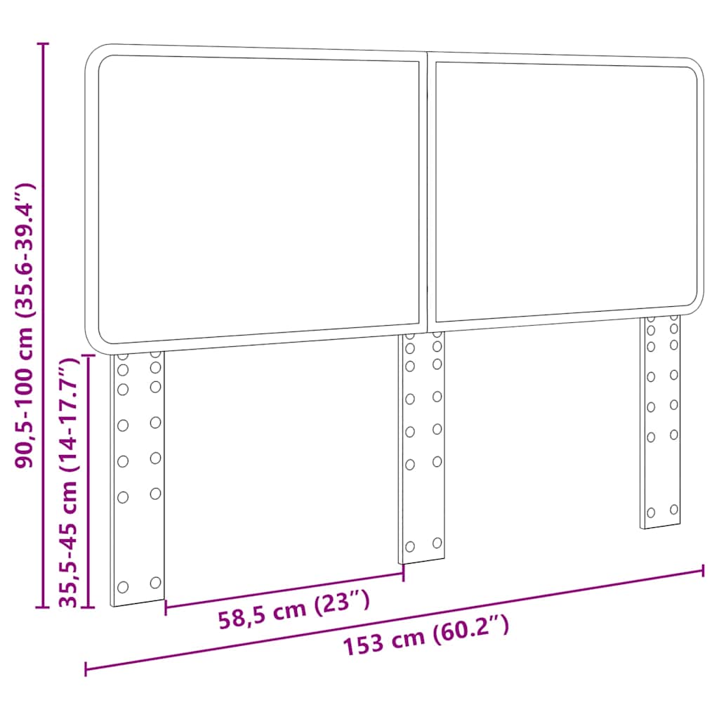 vidaXL Κεφαλάρι με κεφαλάρι Μαύρη Οξυά 150 cm Επεξεργασμένο ξύλο