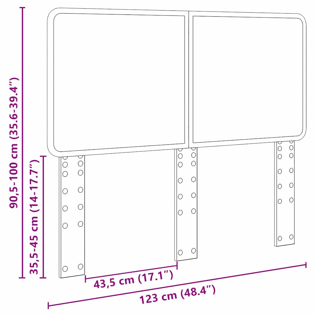 vidaXL Κεφαλάρι με κεφαλάρι Δρύς Sonoma 120 cm Επεξεργασμένο ξύλο