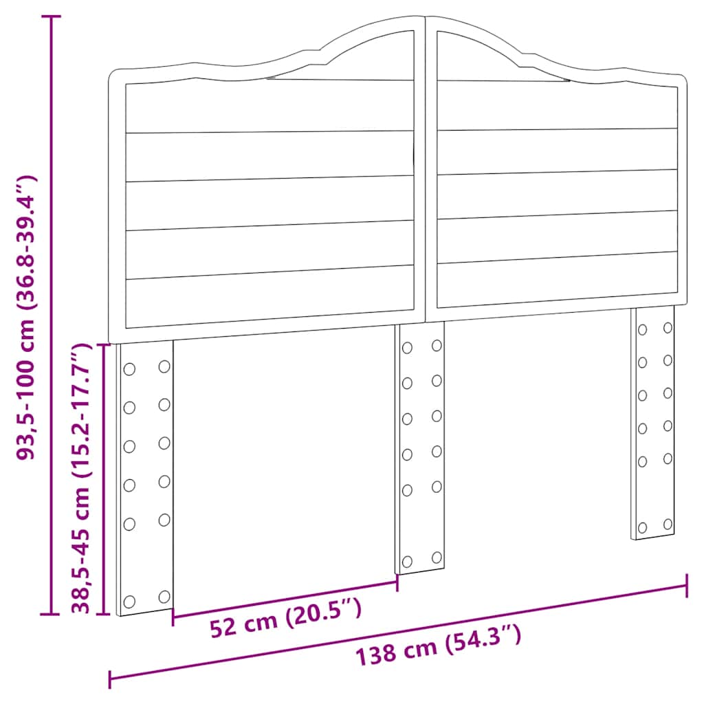 vidaXL Κεφαλάρι με κεφαλάρι Καπνιστό Δρύς 135 cm Επεξεργασμένο ξύλο