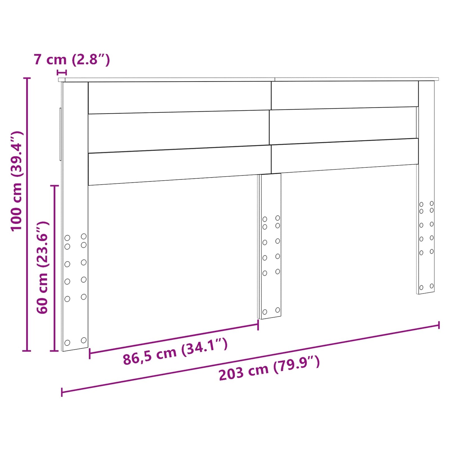 vidaXL Κεφαλάρι με κεφαλάρι Δρύς Sonoma 200 cm Επεξεργασμένο ξύλο