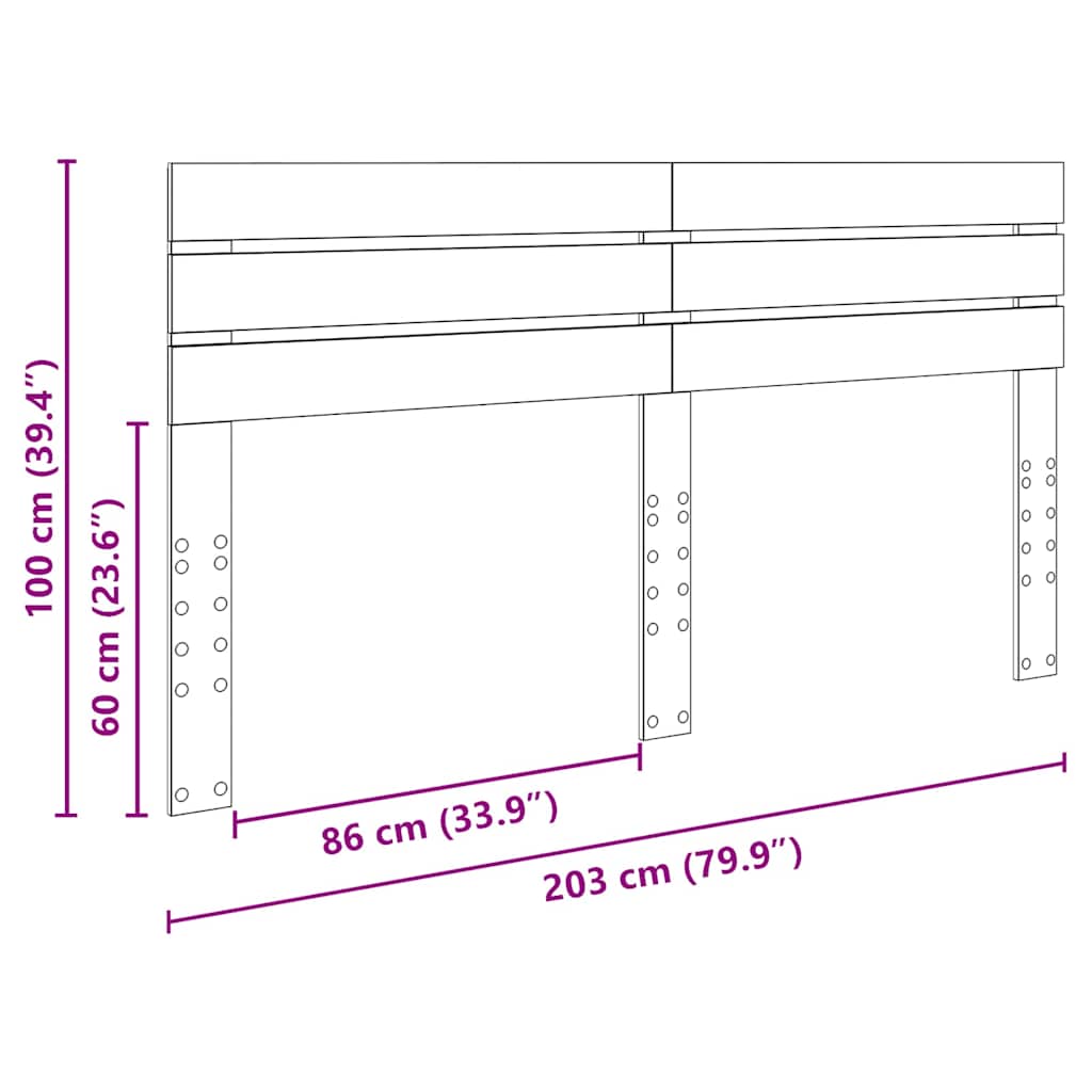 vidaXL Κεφαλάρι με κεφαλάρι Γκρίζο Σονομα 200 cm Επεξεργασμένο ξύλο