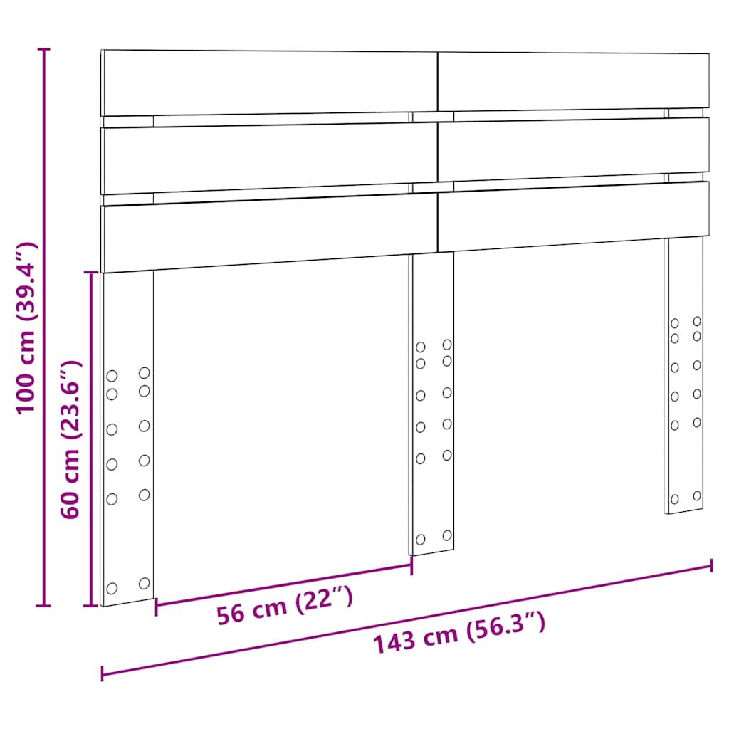 vidaXL Κεφαλάρι με κεφαλάρι Artisan Oak 140 cm Επεξεργασμένο ξύλο