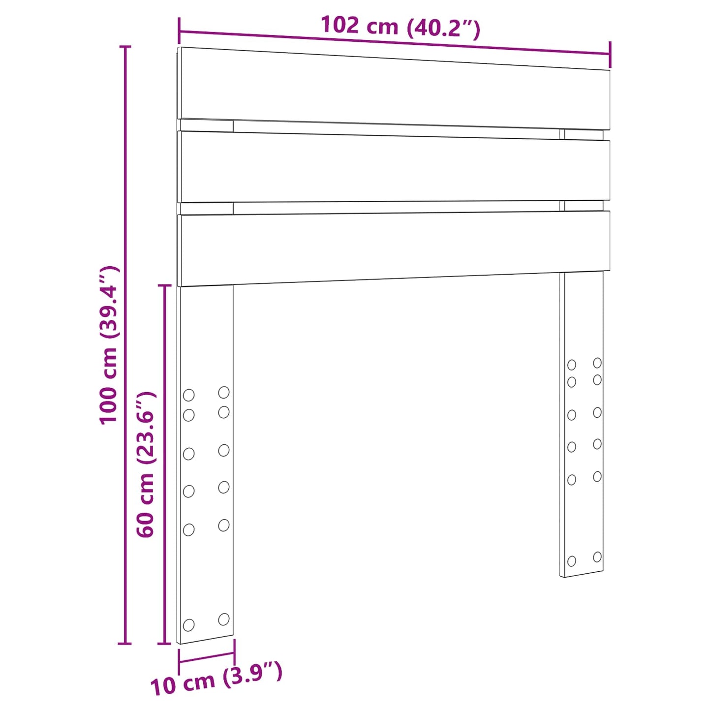 vidaXL Κεφαλάρι με κεφαλάρι Λευκό 100 cm Επεξεργασμένο ξύλο