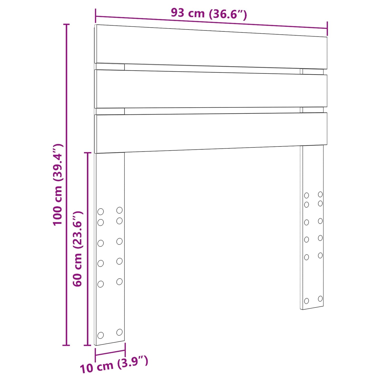 vidaXL Κεφαλάρι με κεφαλάρι Μαύρη Οξυά 90 cm Επεξεργασμένο ξύλο