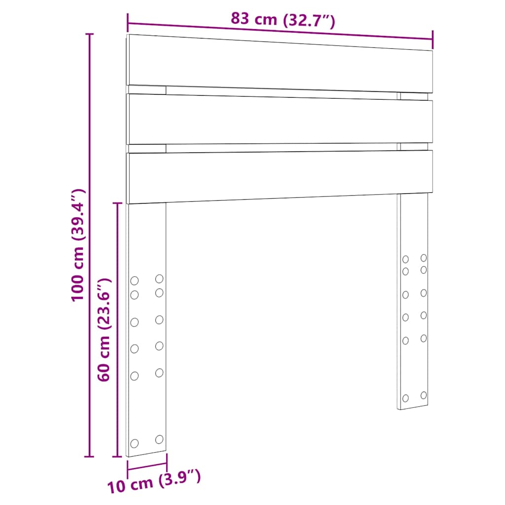 vidaXL Κεφαλάρι με κεφαλάρι Καπνιστό Δρύς 80 cm Επεξεργασμένο ξύλο