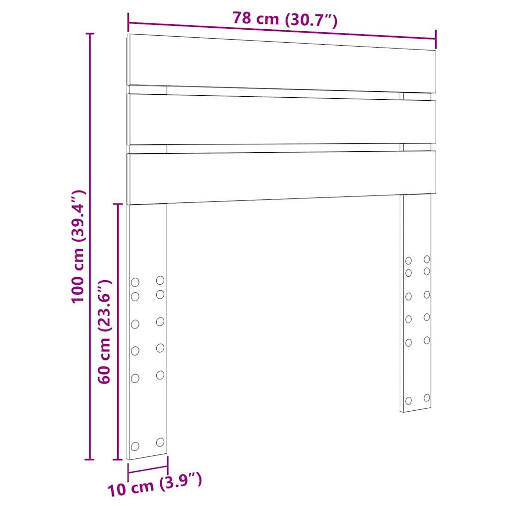 vidaXL Κεφαλάρι με κεφαλάρι Καπνιστό Δρύς 75 cm Επεξεργασμένο ξύλο