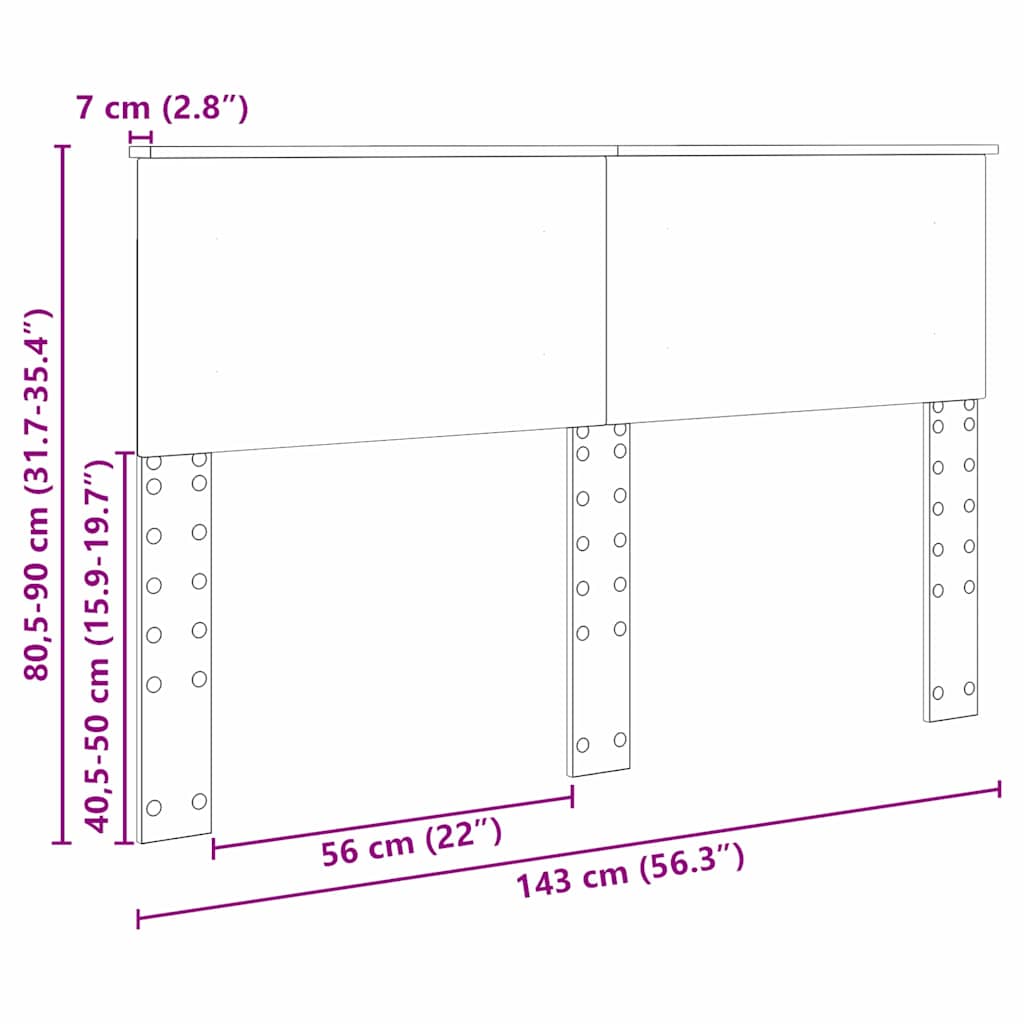 vidaXL Κεφαλάρι με κεφαλάρι Μαύρη Οξυά 140 cm Επεξεργασμένο ξύλο