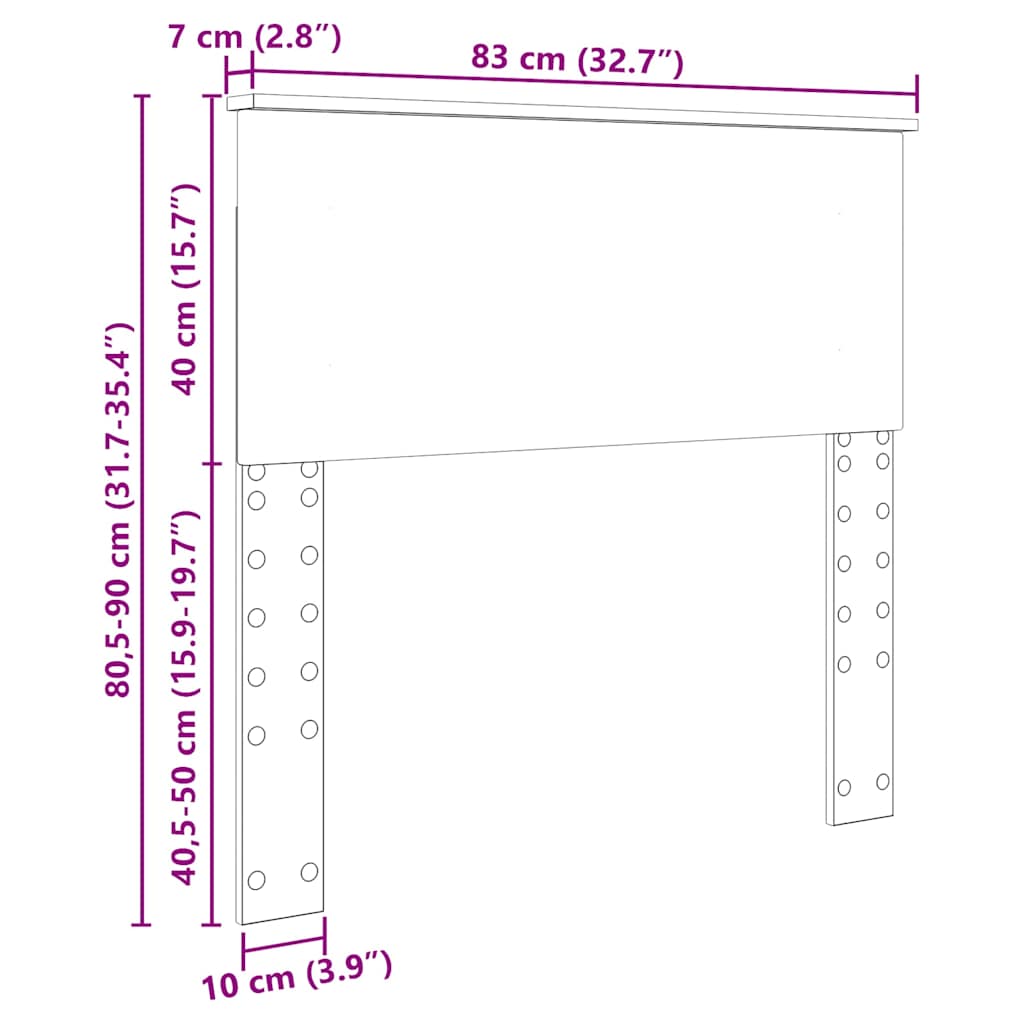 vidaXL Κεφαλάρι με κεφαλάρι Δρύς Sonoma 80 cm Επεξεργασμένο ξύλο