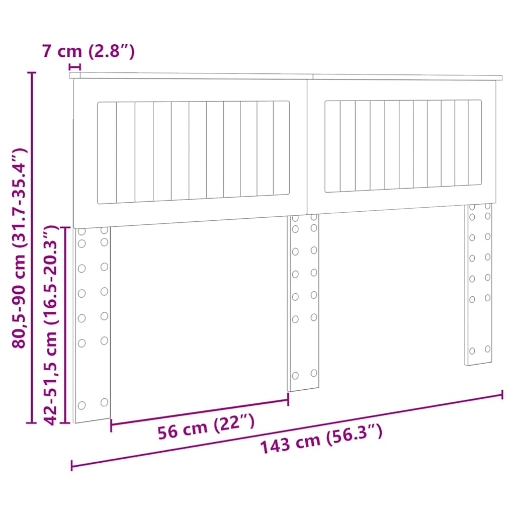 vidaXL Κεφαλάρι με κεφαλάρι Παλιό Ξύλο 140 cm Επεξεργασμένο ξύλο