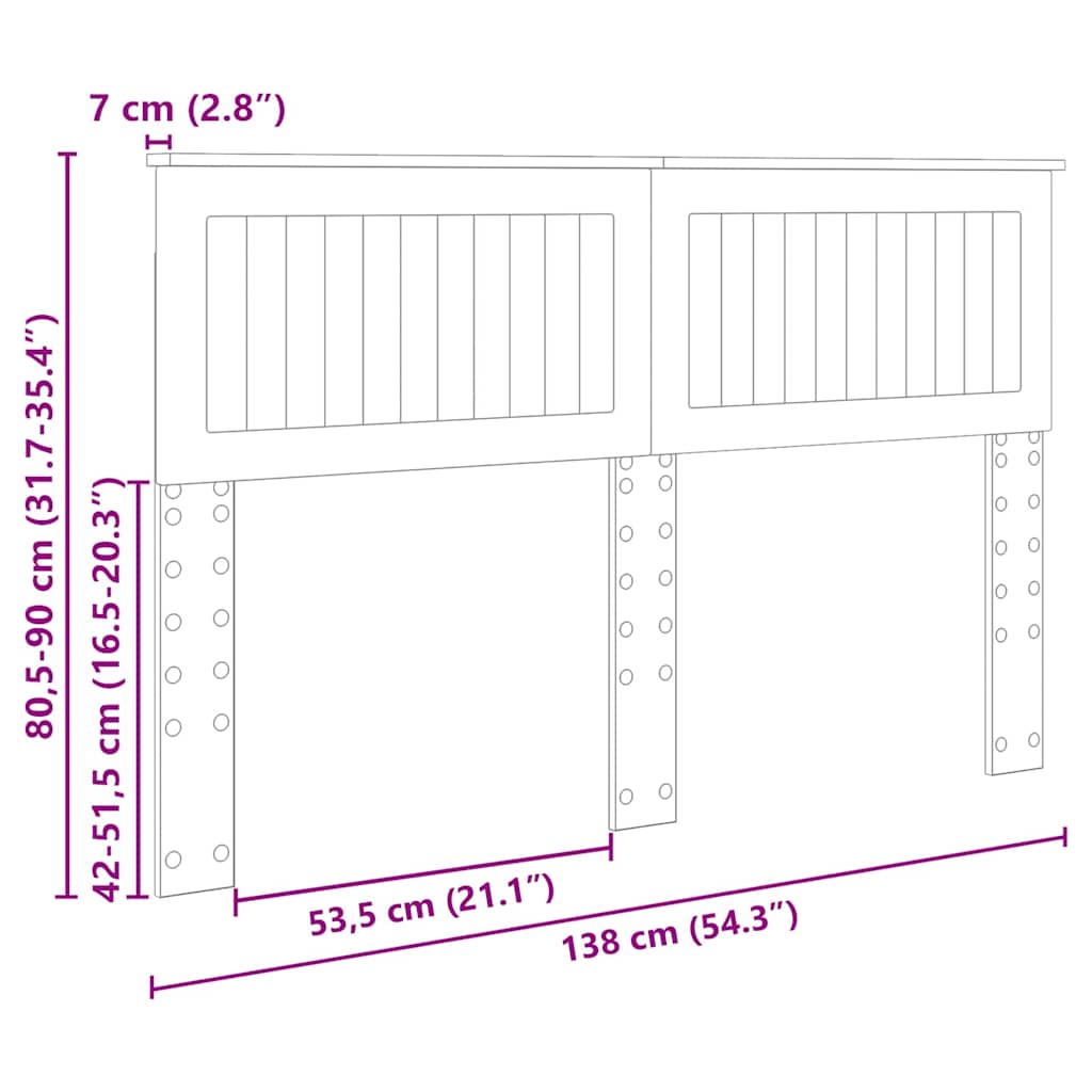 vidaXL Κεφαλάρι με κεφαλάρι Δρύς Sonoma 135 cm Επεξεργασμένο ξύλο