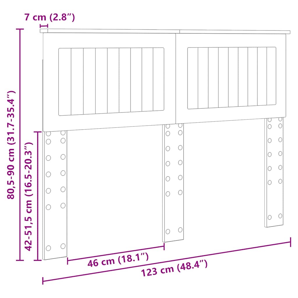 vidaXL Κεφαλάρι με κεφαλάρι Καφέ δρυς 120 cm Επεξεργασμένο ξύλο